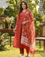 Premium Rayon Printed Suit Set With Chanderi Silk Dupatta