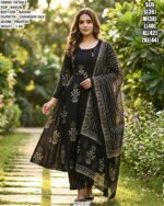 Premium Rayon Printed Suit Set With Chanderi Silk Dupatta