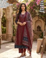 Premium Rayon Printed Suit Set With Chanderi Silk Dupatta