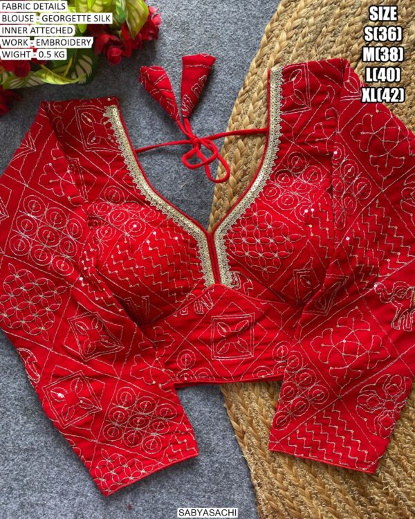 Fancy Embroidered Georgette Silk Readymade Blouse