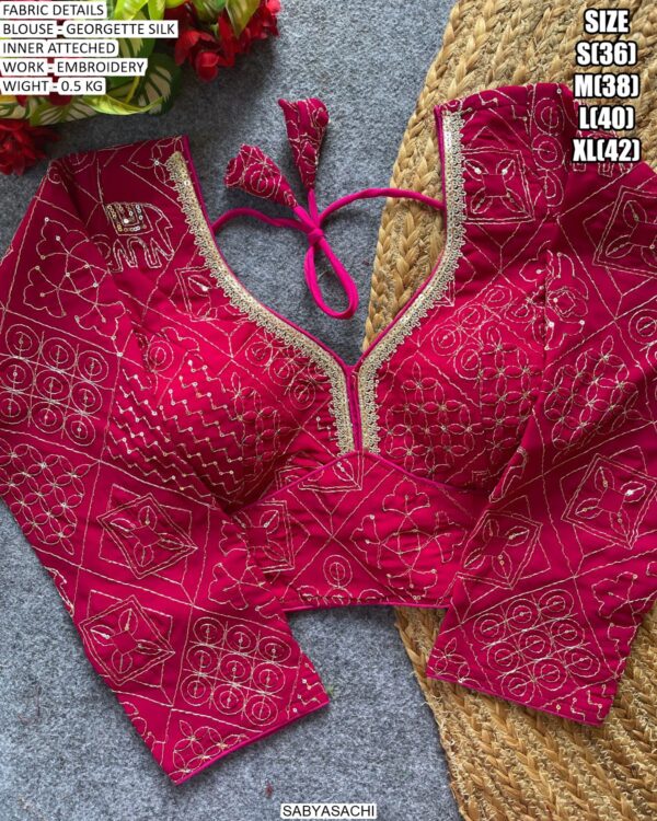 Fancy Embroidered Georgette Silk Readymade Blouse
