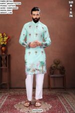 Designer Men Kurta Set With Embroidery Digital Print