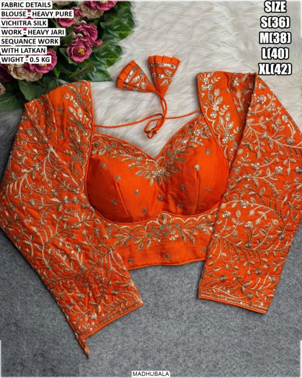 Heavy Embroidered Blouse With Jari Sequence Detailing