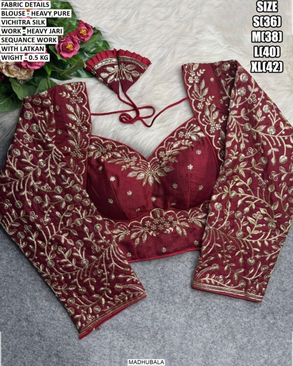 Heavy Embroidered Blouse With Jari Sequence Detailing