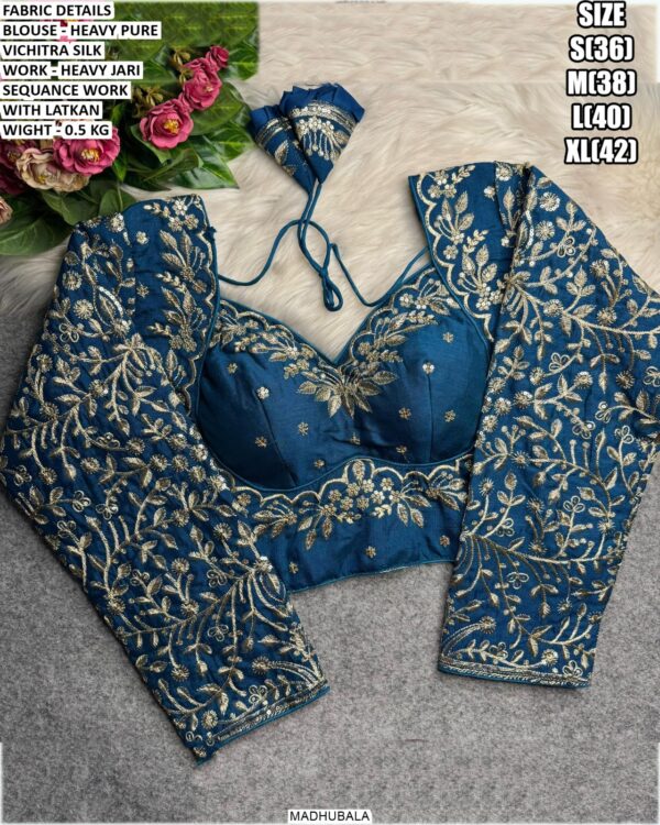 Heavy Embroidered Blouse With Jari Sequence Detailing