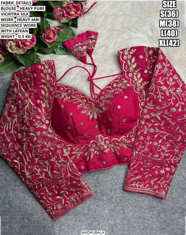 Heavy Embroidered Blouse With Jari Sequence Detailing