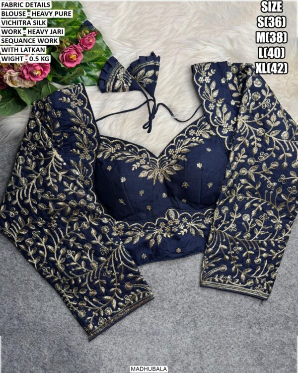 Heavy Embroidered Blouse With Jari Sequence Detailing