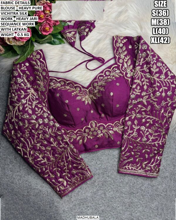 Heavy Embroidered Blouse With Jari Sequence Detailing