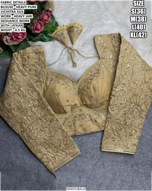 Heavy Embroidered Blouse With Jari Sequence Detailing