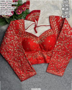 Heavy Embroidered Blouse With Jari Sequence Detailing