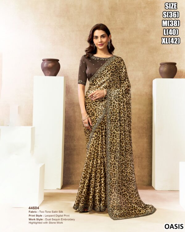 Premium Satin Silk Saree With Bead Embroidery Work