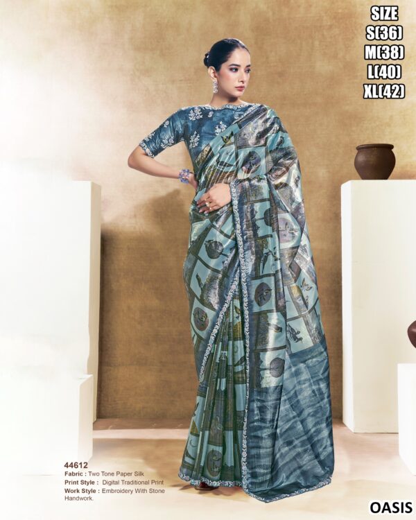 Premium Satin Silk Saree With Bead Embroidery Work