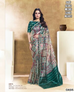 Premium Satin Silk Saree With Bead Embroidery Work