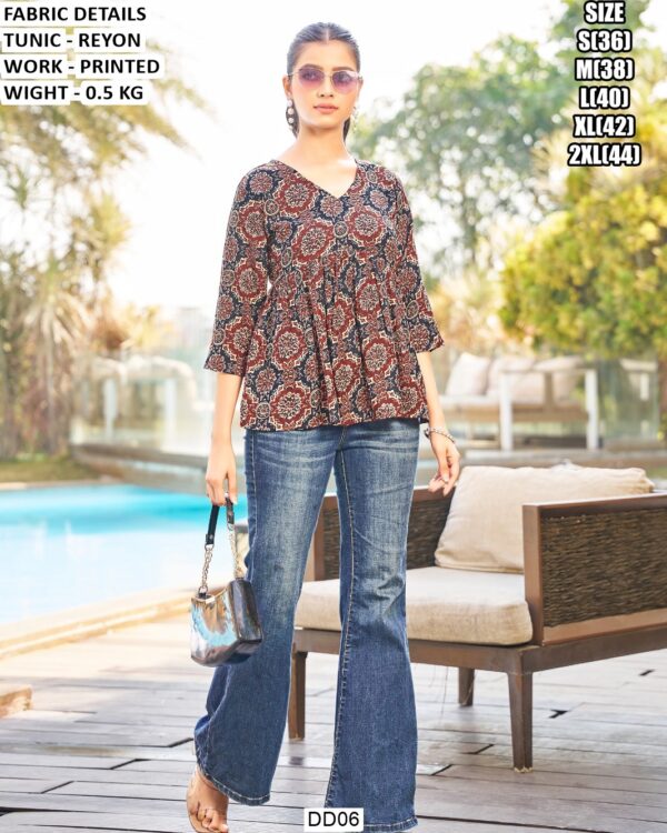 Comfortable Printed Rayon Tunic For Stylish Wear
