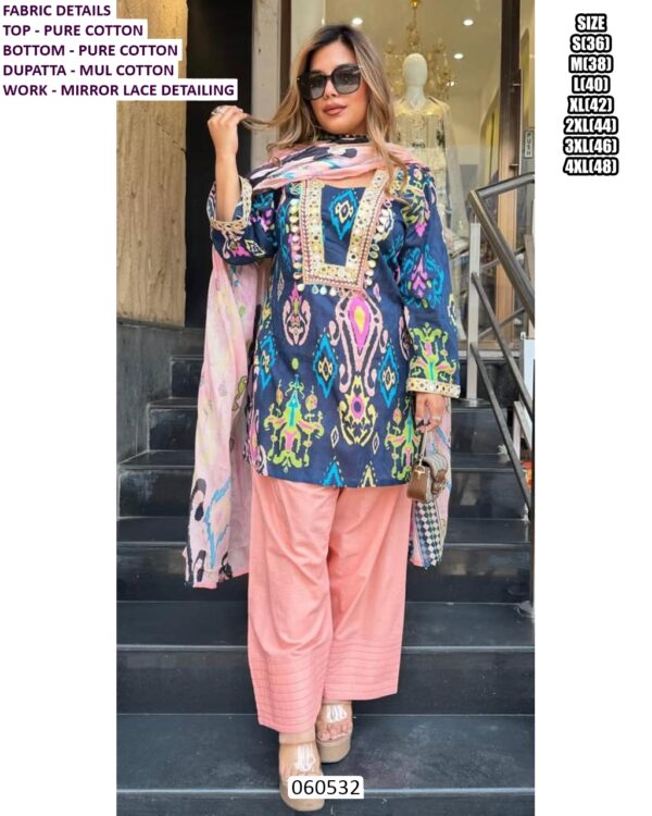 Pure Cotton Suit Set With Mul Cotton Dupatta