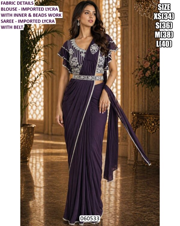 Modern Saree Look With Designer Beads Work Blouse