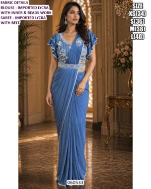 Modern Saree Look With Designer Beads Work Blouse