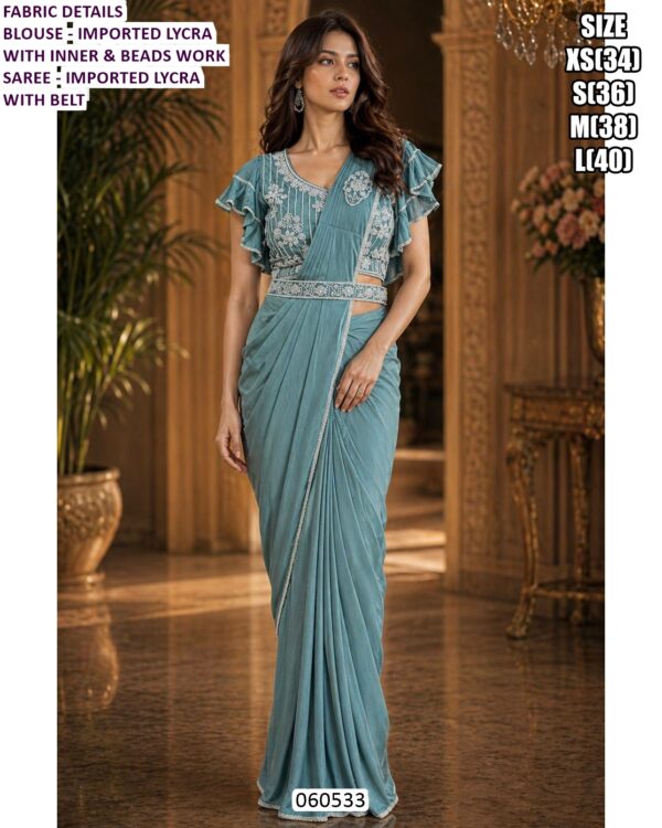 Modern Saree Look With Designer Beads Work Blouse