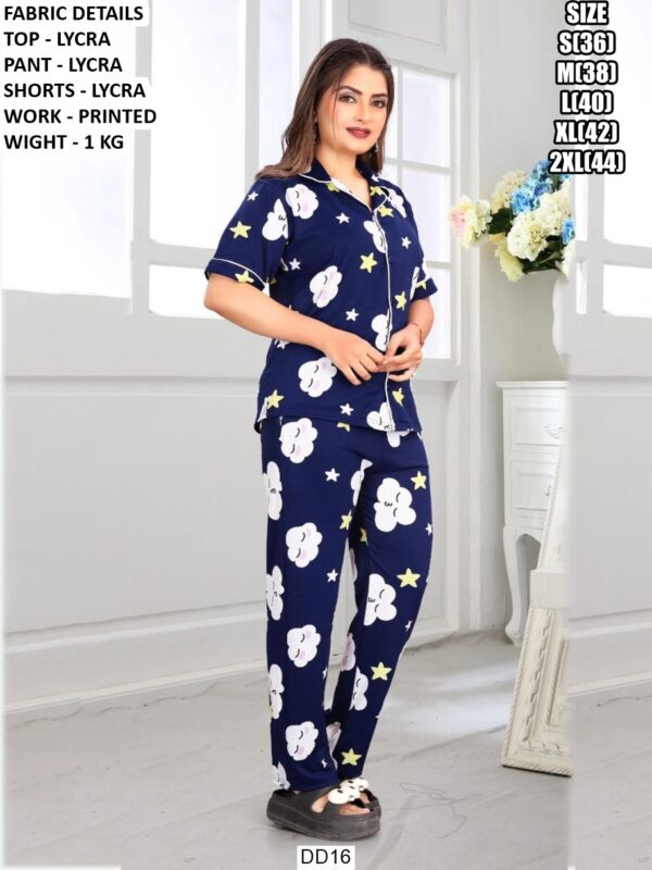 Trendy Women Nightwear Set With Printed Design