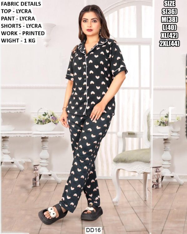 Trendy Women Nightwear Set With Printed Design