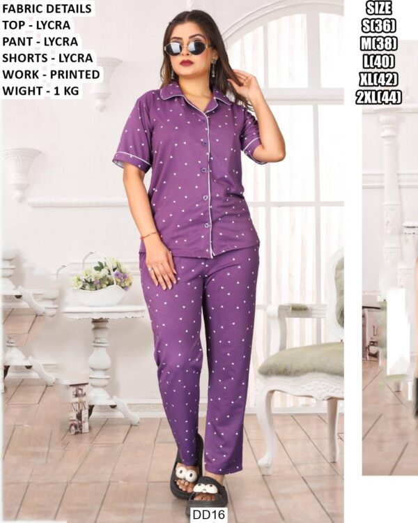 Trendy Women Nightwear Set With Printed Design
