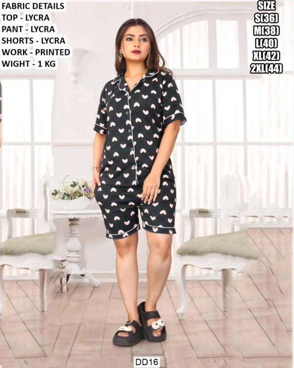 Trendy Women Nightwear Set With Printed Design