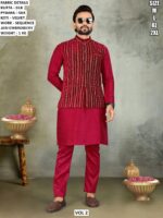 Elegant Men’s Silk Kurta Pyjama Set With Premium Velvet Koti