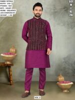 Elegant Men’s Silk Kurta Pyjama Set With Premium Velvet Koti
