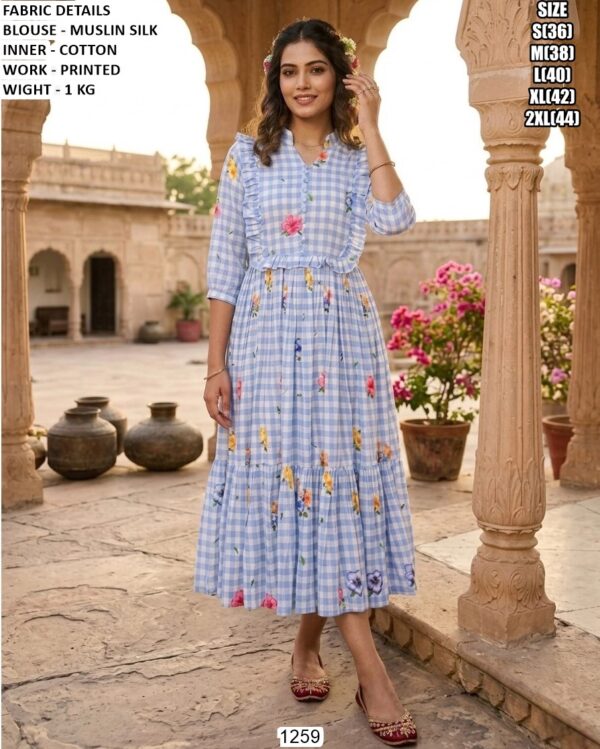 Fashionable Muslin Silk Party Wear Dress