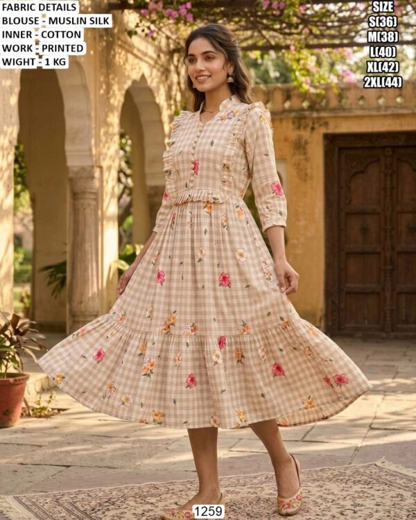 Fashionable Muslin Silk Party Wear Dress