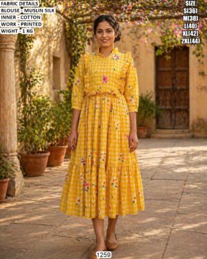 Fashionable Muslin Silk Party Wear Dress