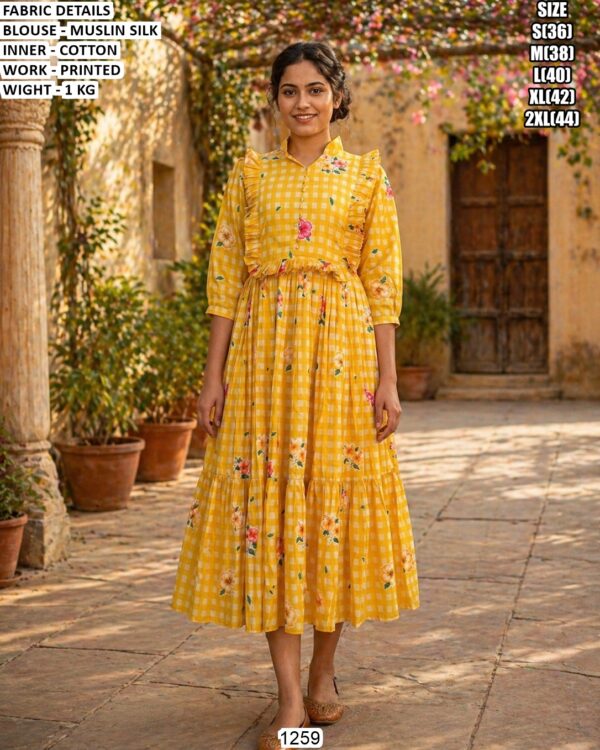 Fashionable Muslin Silk Party Wear Dress