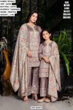 Mother Daughter Matching Satin Suit Set With Printed Dupatta