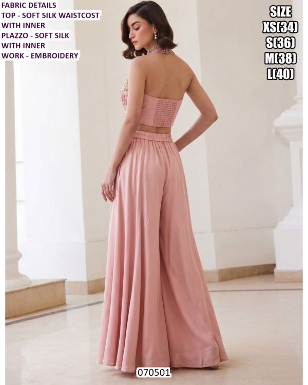 Premium Soft Silk Embroidery Waistcoat Plazzo Set