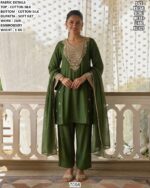 Cotton Silk Zari Embroidery Suit With Soft Net Dupatta