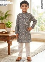 Kids Ethnic Printed Kurta With Raymond Cotton Pajama