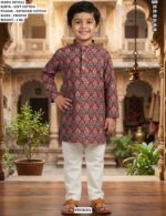 Kids Ethnic Printed Kurta With Raymond Cotton Pajama