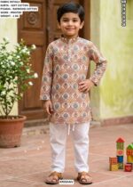 Kids Ethnic Printed Kurta With Raymond Cotton Pajama