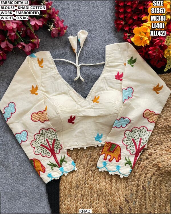 Traditional Embroidered Saree Blouse For Festive Wear