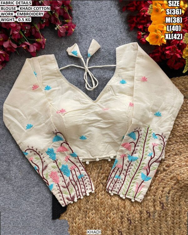 Traditional Embroidered Saree Blouse For Festive Wear