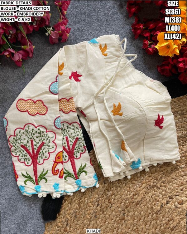 Traditional Embroidered Saree Blouse For Festive Wear