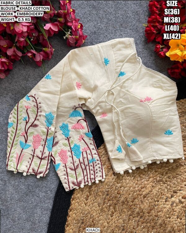 Traditional Embroidered Saree Blouse For Festive Wear
