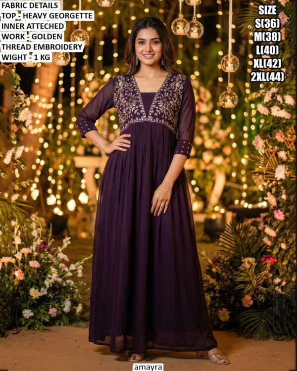Fancy Embroidered Long Gown For Festive Wear