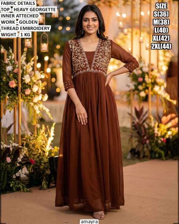 Fancy Embroidered Long Gown For Festive Wear