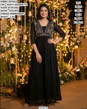 Fancy Embroidered Long Gown For Festive Wear