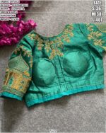 Fentam Silk Designer Blouse With Coding Jari And Khatli Handwork