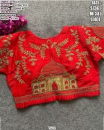 Fentam Silk Designer Blouse With Coding Jari And Khatli Handwork