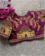 Fentam Silk Designer Blouse With Coding Jari And Khatli Handwork