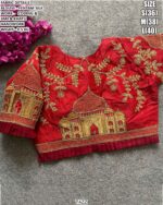 Fentam Silk Designer Blouse With Coding Jari And Khatli Handwork