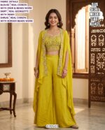 Designer Shrug Set With Real Georgette & Real Chinon Skirt And Beads Work